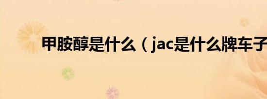 甲胺醇是什么（jac是什么牌车子）