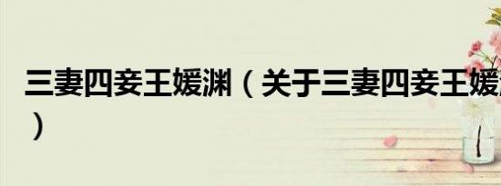 三妻四妾王媛渊（关于三妻四妾王媛渊的介绍）