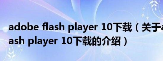 adobe flash player 10下载（关于adobe flash player 10下载的介绍）