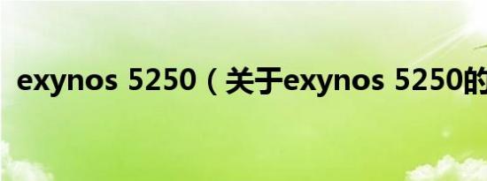 exynos 5250（关于exynos 5250的介绍）