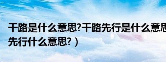 干路是什么意思?干路先行是什么意思?（干路先行什么意思?）