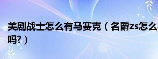 美剧战士怎么有马赛克（名爵zs怎么样毛病多吗?）