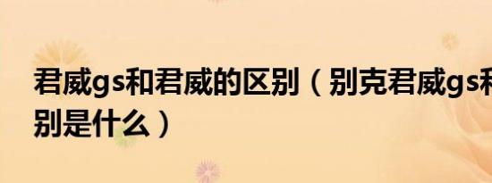 君威gs和君威的区别（别克君威gs和君威区别是什么）