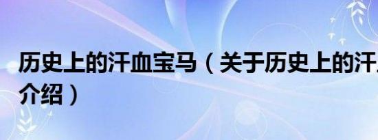 历史上的汗血宝马（关于历史上的汗血宝马的介绍）