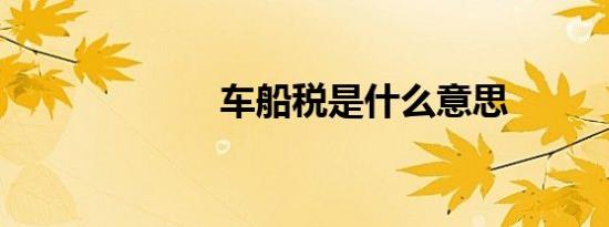 车船税是什么意思