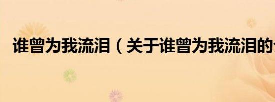 谁曾为我流泪（关于谁曾为我流泪的介绍）