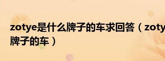 zotye是什么牌子的车求回答（zotye是什么牌子的车）