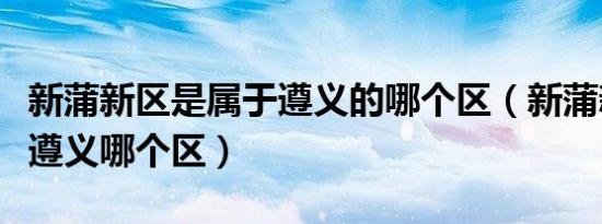 新蒲新区是属于遵义的哪个区（新蒲新区属于遵义哪个区）