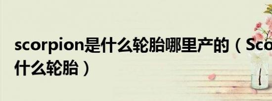 scorpion是什么轮胎哪里产的（Scorpion是什么轮胎）