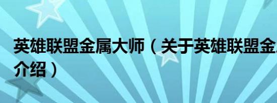 英雄联盟金属大师（关于英雄联盟金属大师的介绍）