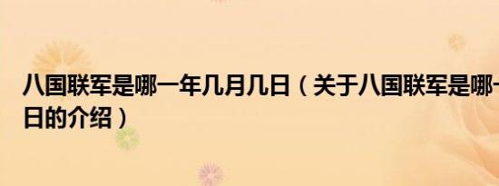 八国联军是哪一年几月几日（关于八国联军是哪一年几月几日的介绍）