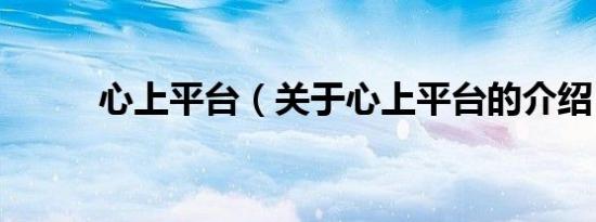 心上平台（关于心上平台的介绍）