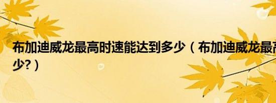 布加迪威龙最高时速能达到多少（布加迪威龙最高时速是多少?）