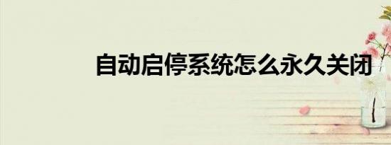自动启停系统怎么永久关闭