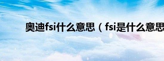 奥迪fsi什么意思（fsi是什么意思）