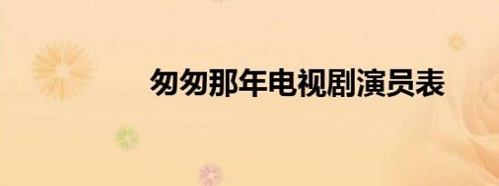 匆匆那年电视剧演员表