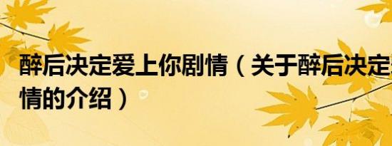 醉后决定爱上你剧情（关于醉后决定爱上你剧情的介绍）