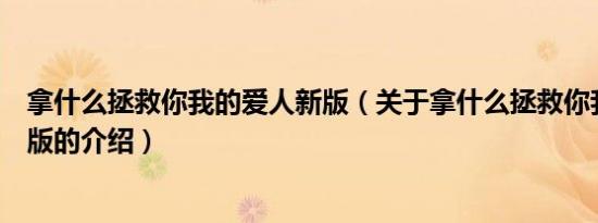 拿什么拯救你我的爱人新版（关于拿什么拯救你我的爱人新版的介绍）