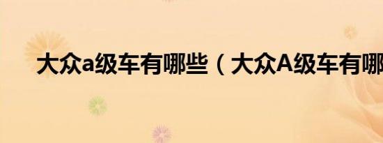 大众a级车有哪些（大众A级车有哪些）