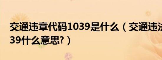 交通违章代码1039是什么（交通违法代码1039什么意思?）