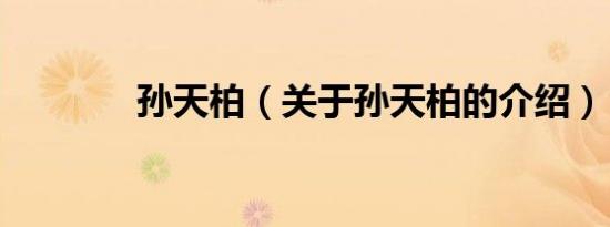 孙天柏（关于孙天柏的介绍）