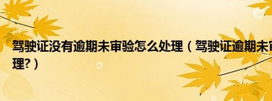 驾驶证没有逾期未审验怎么处理（驾驶证逾期未审验怎么处理?）