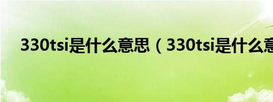330tsi是什么意思（330tsi是什么意思）