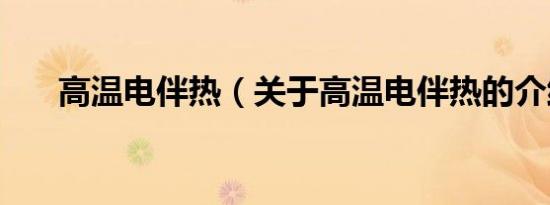 高温电伴热（关于高温电伴热的介绍）