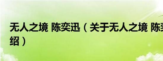 无人之境 陈奕迅（关于无人之境 陈奕迅的介绍）