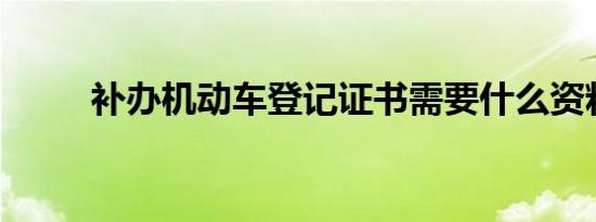 补办机动车登记证书需要什么资料