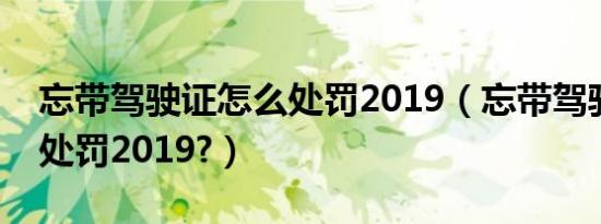 忘带驾驶证怎么处罚2019（忘带驾驶证怎么处罚2019?）