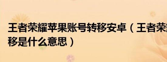 王者荣耀苹果账号转移安卓（王者荣耀账号转移是什么意思）
