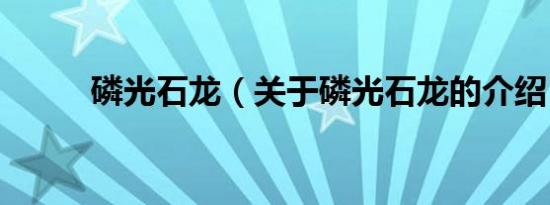 磷光石龙（关于磷光石龙的介绍）