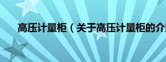 高压计量柜（关于高压计量柜的介绍）