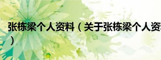 张栋梁个人资料（关于张栋梁个人资料的介绍）