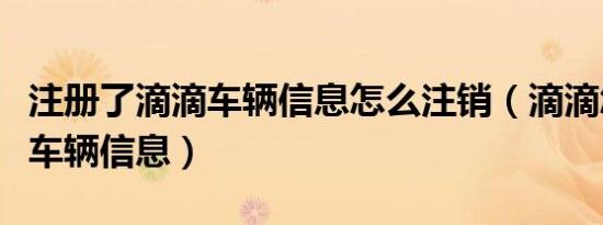 注册了滴滴车辆信息怎么注销（滴滴怎么注销车辆信息）