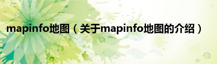 mapinfo地图（关于mapinfo地图的介绍）