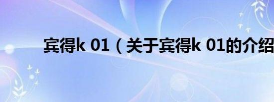 宾得k 01（关于宾得k 01的介绍）