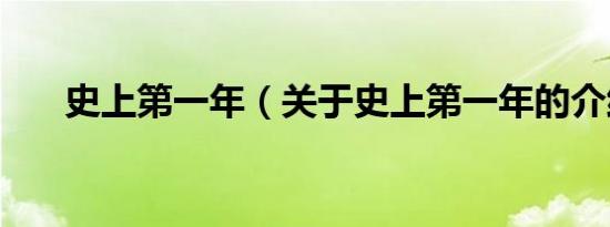 史上第一年（关于史上第一年的介绍）