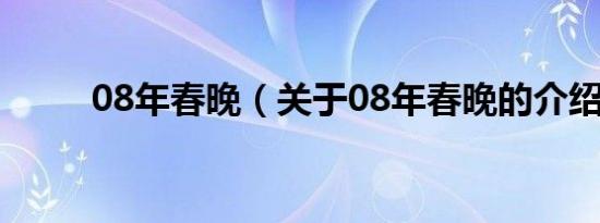 08年春晚（关于08年春晚的介绍）