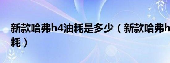 新款哈弗h4油耗是多少（新款哈弗h4真实油耗）