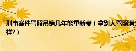 刑事案件驾照吊销几年能重新考（拿别人驾照消分流程是怎样?）