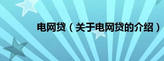 电网贷（关于电网贷的介绍）