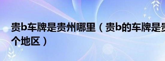 贵b车牌是贵州哪里（贵b的车牌是贵州哪一个地区）