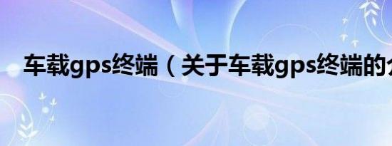 车载gps终端（关于车载gps终端的介绍）