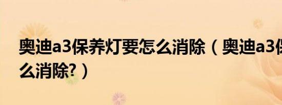 奥迪a3保养灯要怎么消除（奥迪a3保养灯怎么消除?）