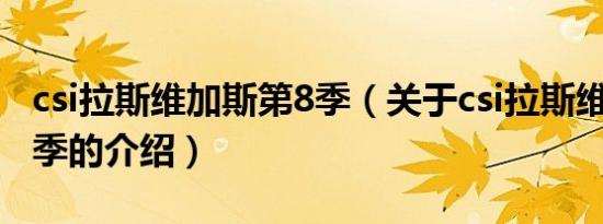 csi拉斯维加斯第8季（关于csi拉斯维加斯第8季的介绍）