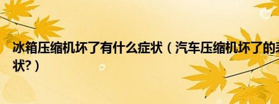 冰箱压缩机坏了有什么症状（汽车压缩机坏了的表现特征症状?）