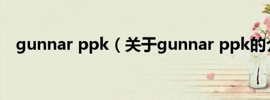 gunnar ppk（关于gunnar ppk的介绍）