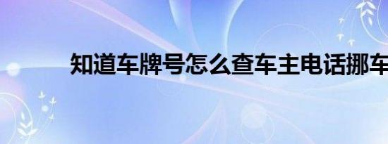 知道车牌号怎么查车主电话挪车